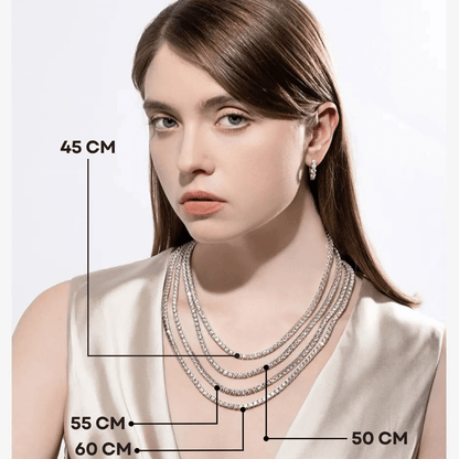 4MM Tennis Necklace | 31 Carat Weight | Moissanite - White Gold [Protective Rhodium Plated]