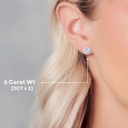 6 Carat/4 Carat/2 Carat Six-Prong Elegant Stud Earrings - White Gold [Moissanite]