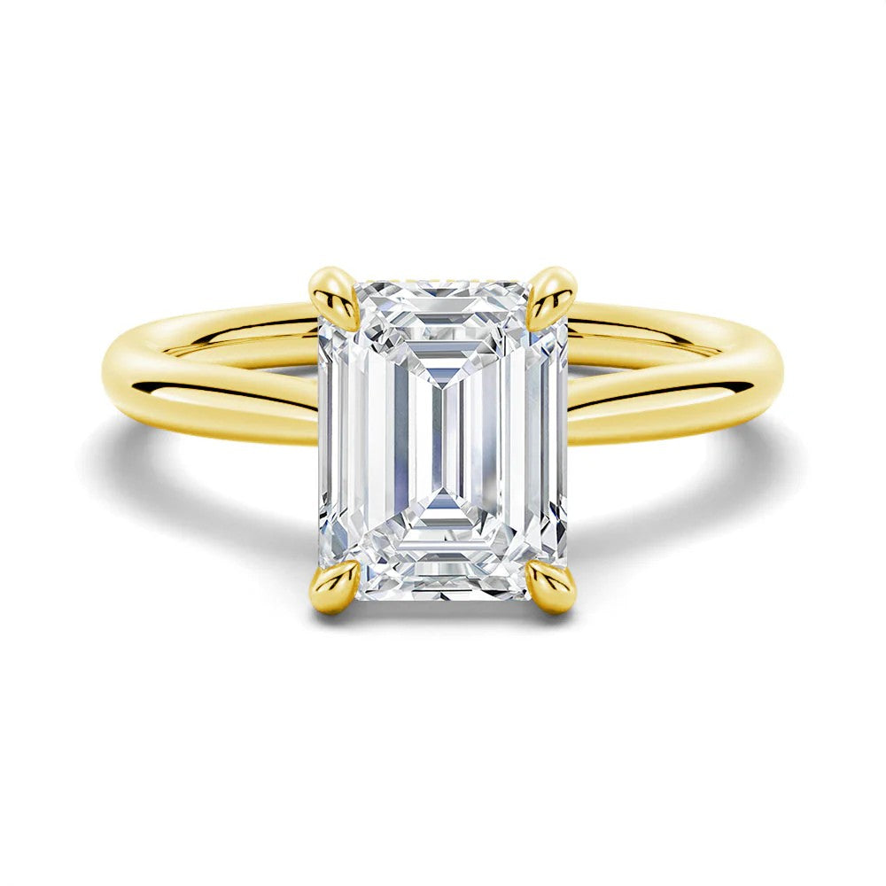 Aura Emerald Cut Solitaire - 2.5 Carat | 14K 18K Solid Gold | Lab Diamond - IGI Certified