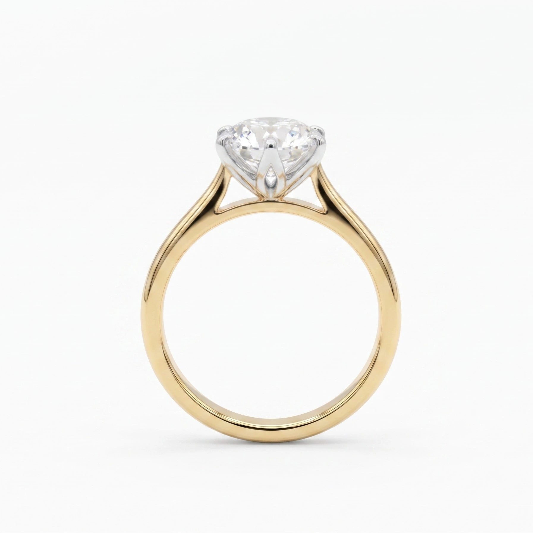 Shenae tulip setting solitaire engagement ring, front hero view