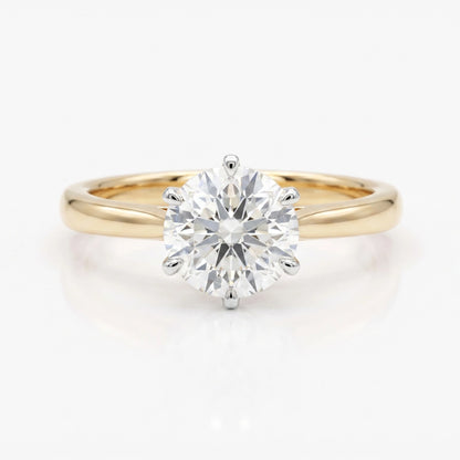 Shenae six-claw tulip setting solitaire ring in solid gold, front view