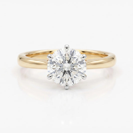 Shenae six-claw tulip setting solitaire ring in solid gold, front view