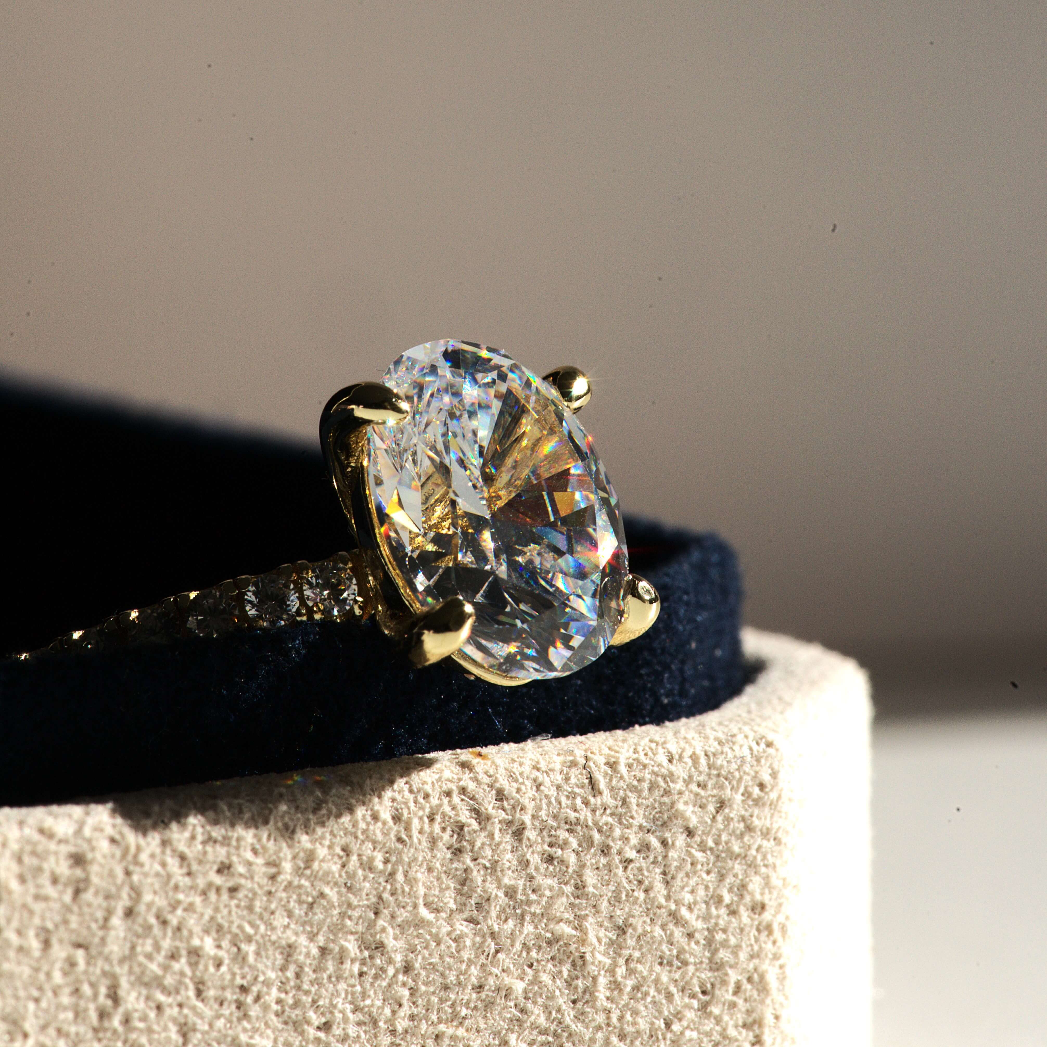 Nora Grace 2 Carat Oval Cut Pave Ring - Zirconia Crystals/Moissanite Nora Grace