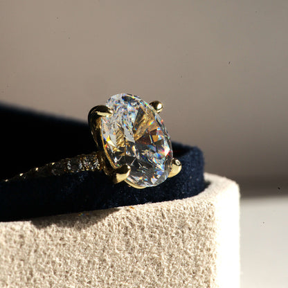 Nora Grace 2 Carat Oval Cut Pave Ring - Zirconia Crystals/Moissanite