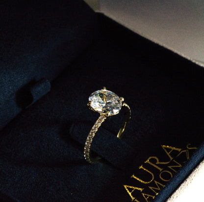 Nora Grace 2 Carat Oval Cut Pave Ring - Zirconia Crystals/Moissanite