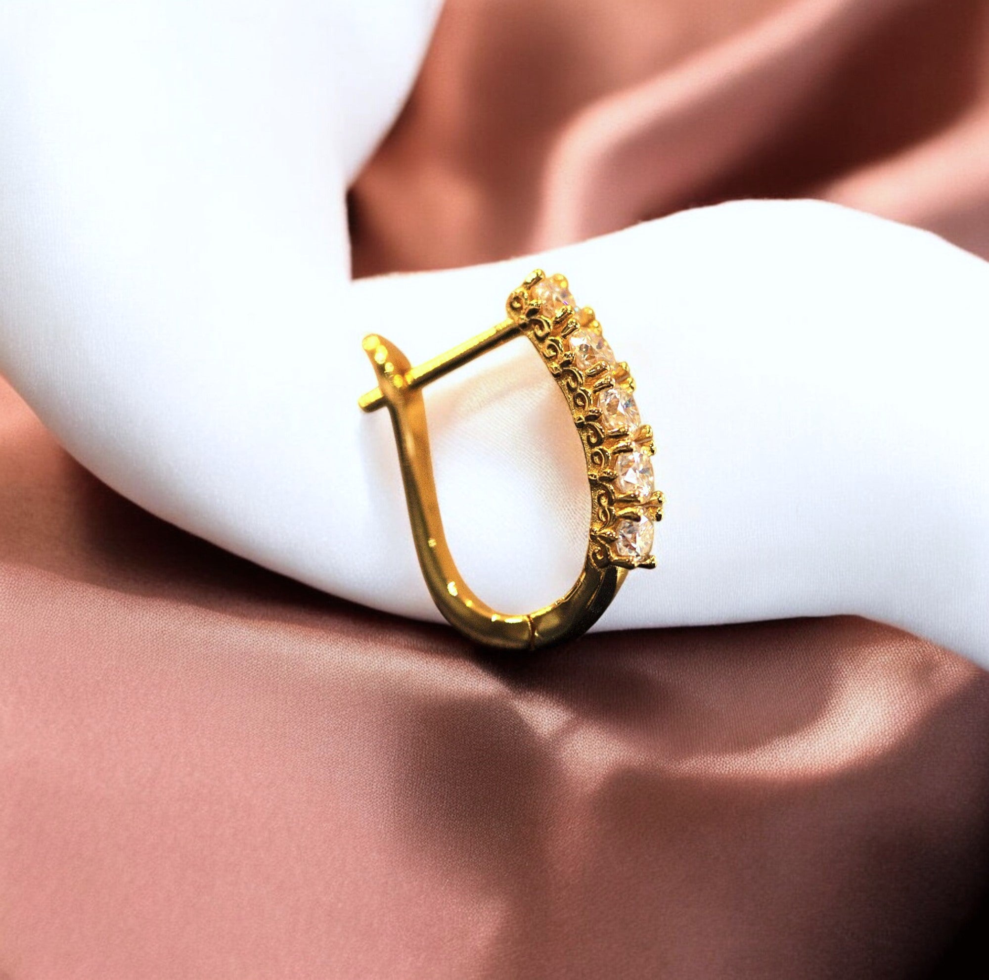 Luxury Tara Hoop Earrings - Gold Vermeil/Silver -Moissanite (Platinum Plated) Aura Diamonds