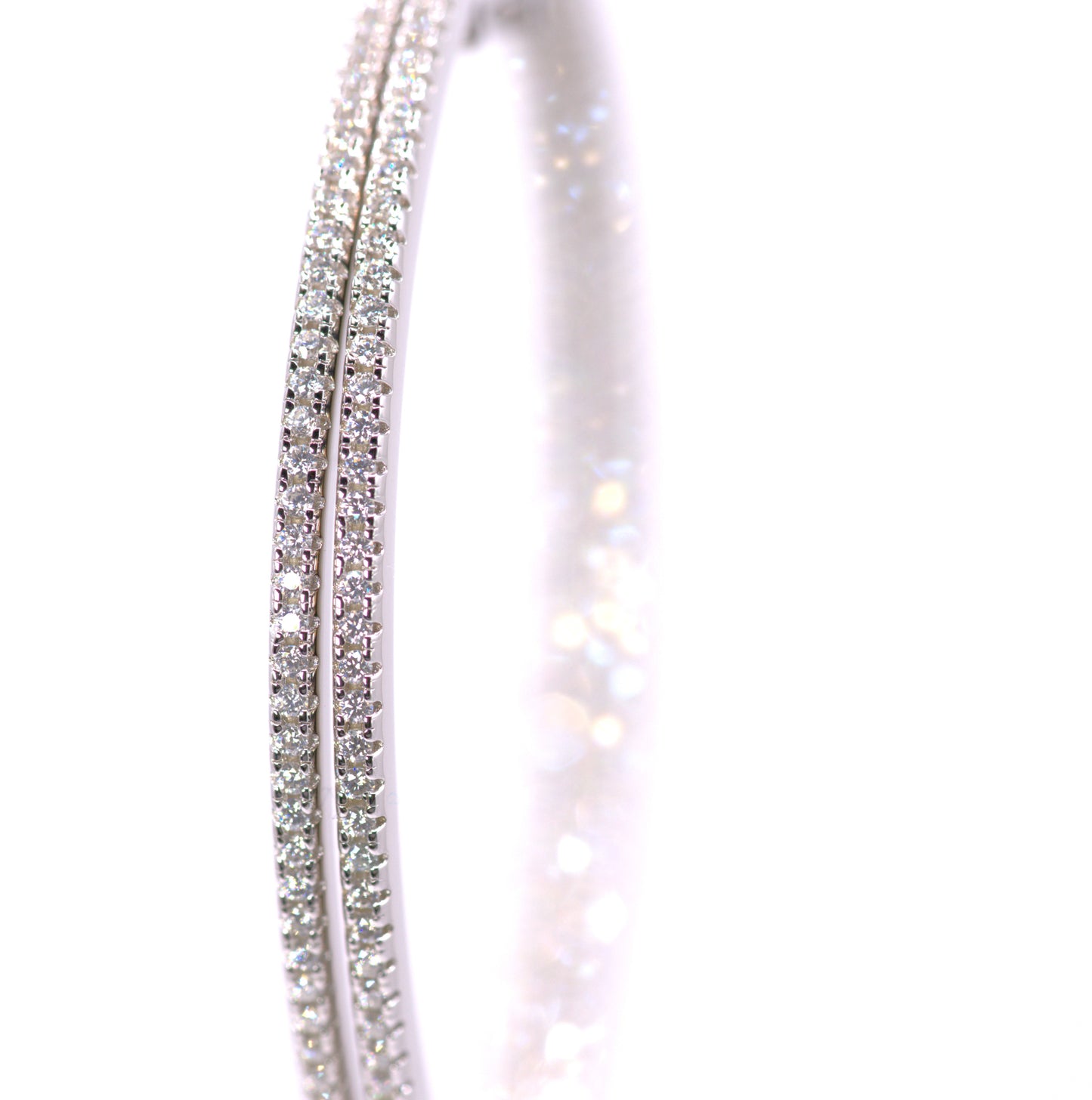 Luxury Aura Large Hoop Earrings - Moissanite - Sterling Silver (Rhodium Plated)