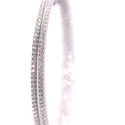 Luxury Aura Large Hoop Earrings - Moissanite - Sterling Silver (Rhodium Plated)