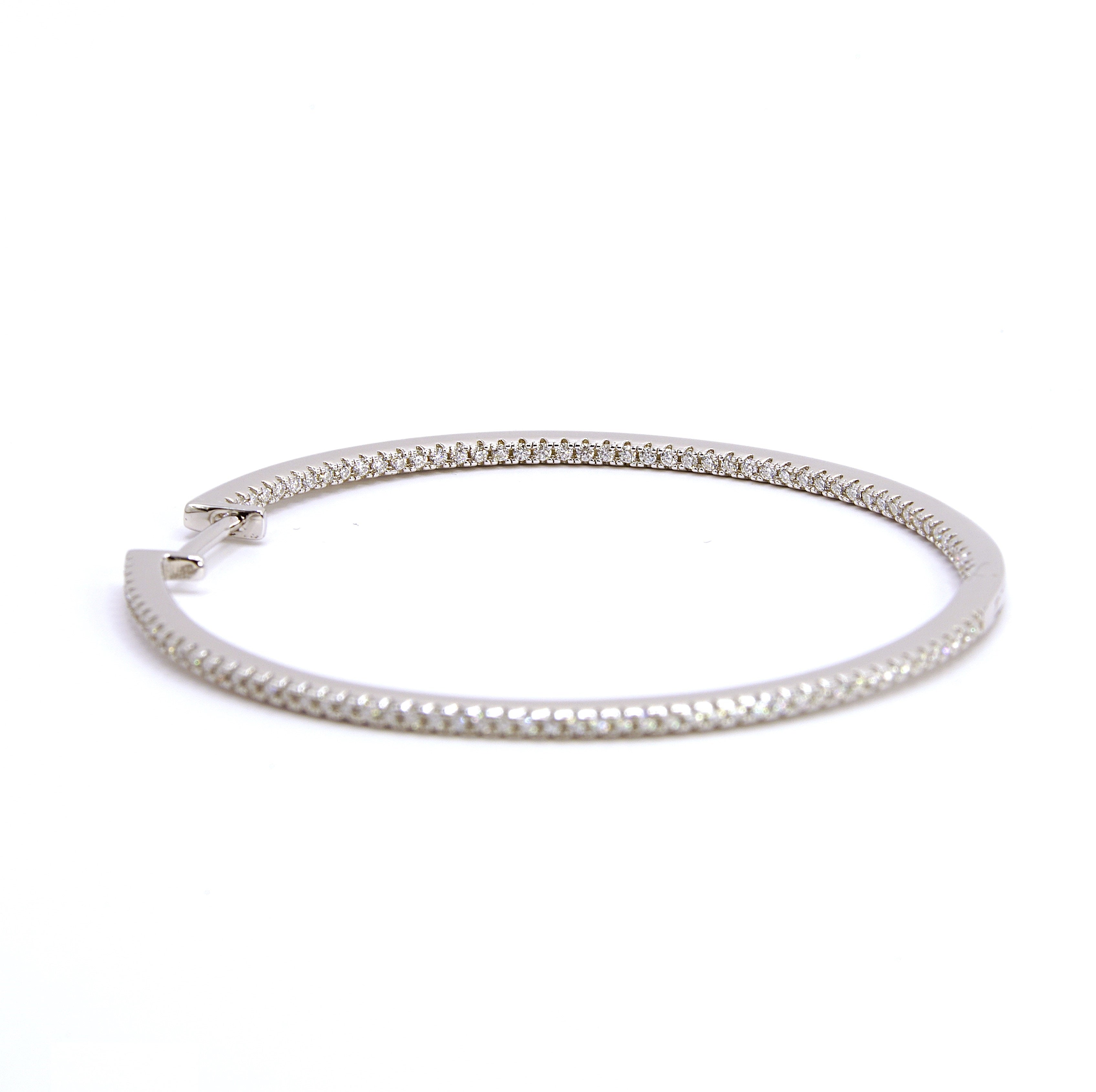 Luxury Aura Large Hoop Earrings - Moissanite - Sterling Silver (Rhodium Plated) Aura Diamonds