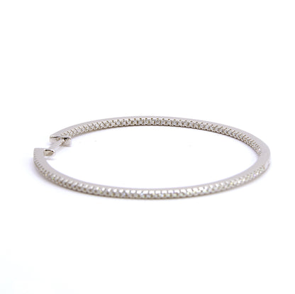 Luxury Aura Large Hoop Earrings - Moissanite - Sterling Silver (Rhodium Plated)