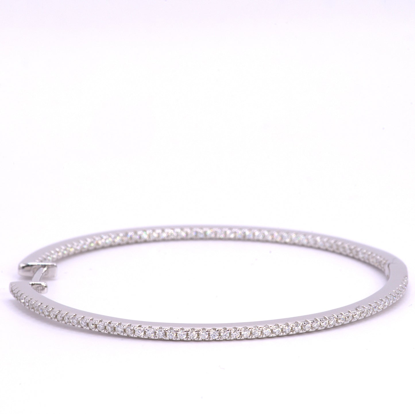 Luxury Aura Large Hoop Earrings - Moissanite - Sterling Silver (Rhodium Plated)