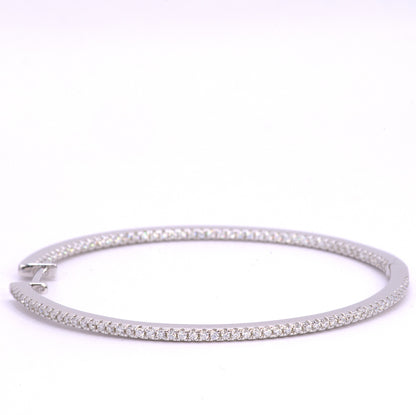 Luxury Aura Large Hoop Earrings - Moissanite - Sterling Silver (Rhodium Plated)