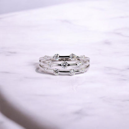 Elegant Anna Three-Band Ring - Moissanite / Lab Diamond