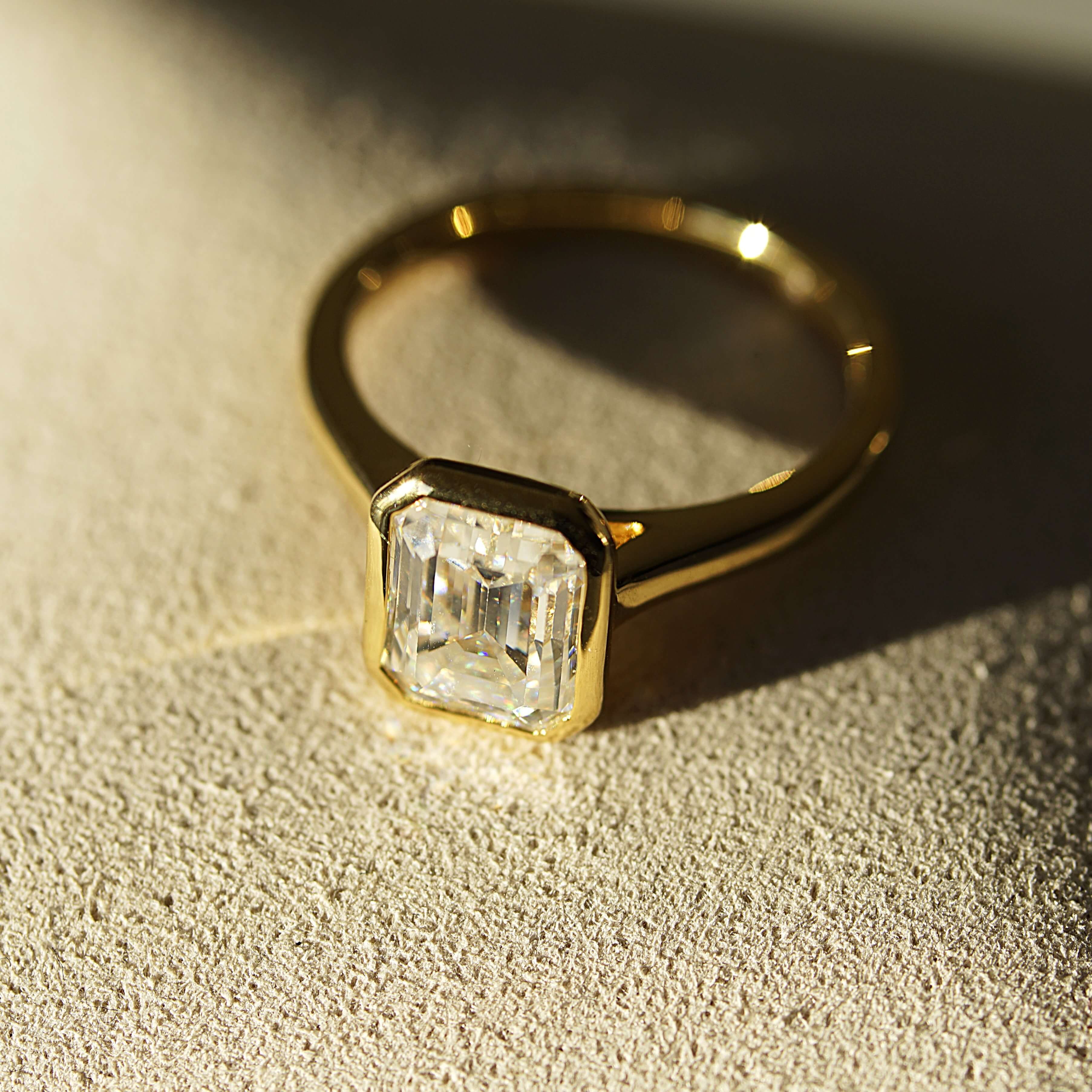 3 Carat Emerald Cut Engagement Ring - Cathedral Setting - Moissanite | Luxury Collection Aura Diamonds