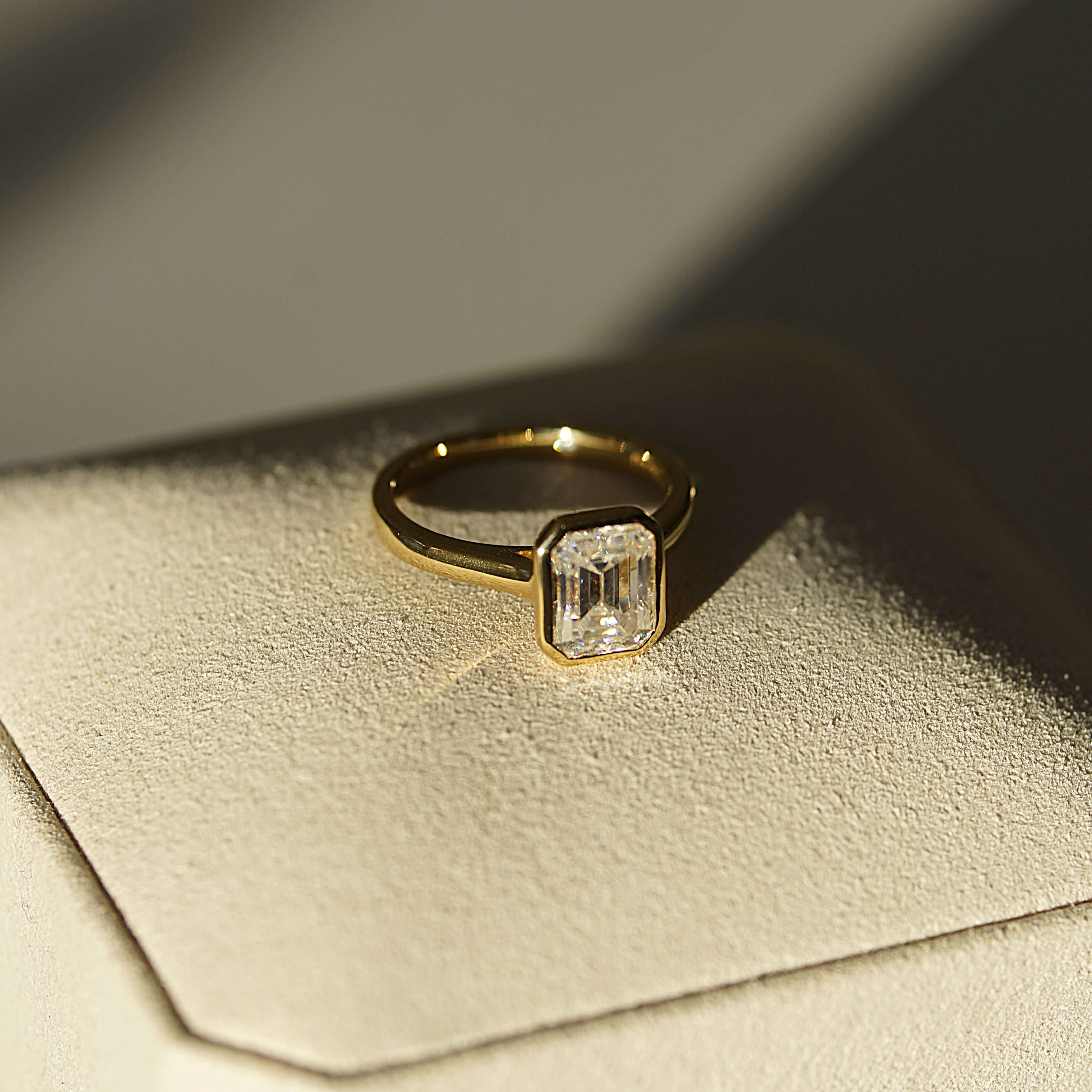 3 Carat Emerald Cut Engagement Ring - Cathedral Setting - Moissanite | Luxury Collection Aura Diamonds