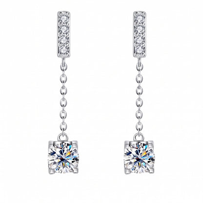 Cascade Drop Earrings - 2.00ctw Brilliant Moissanite [2x 1CT]