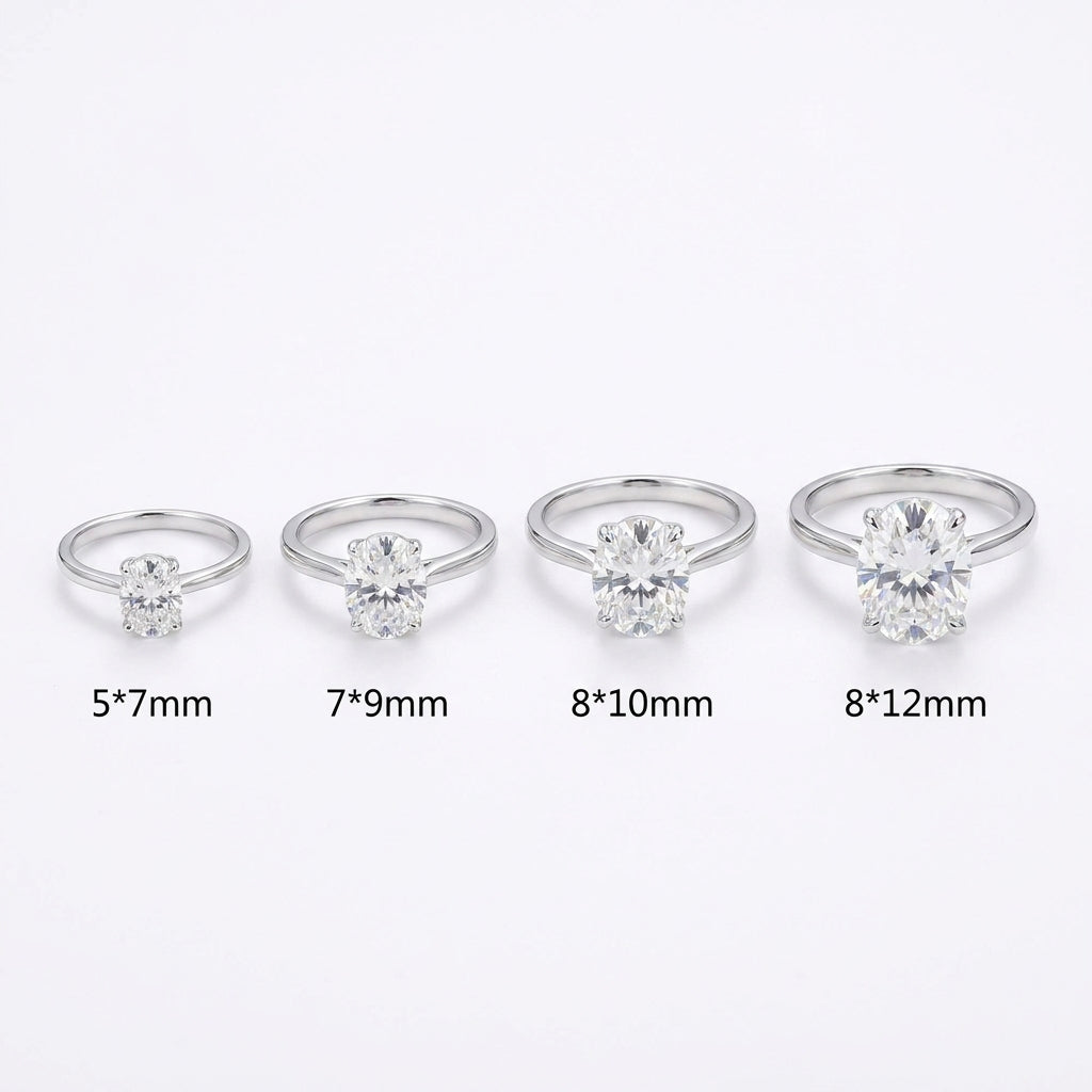 Oval Hidden Halo Solitaire | 1ct to 4.5ct Moissanite Aura Diamonds