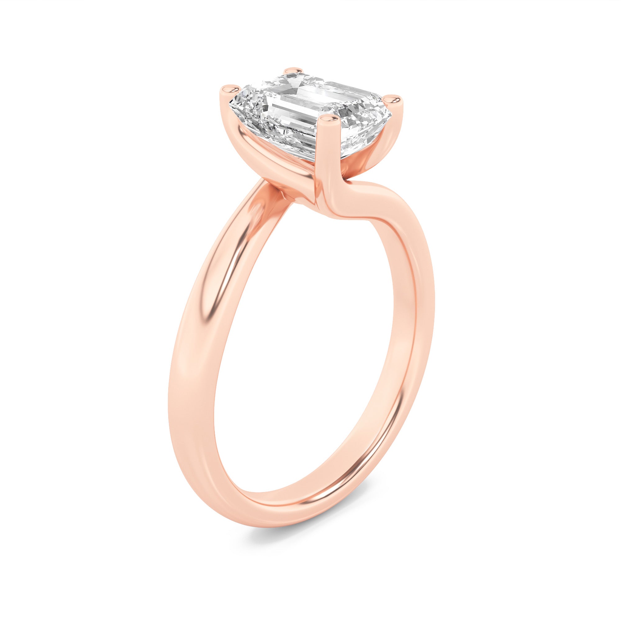 Signature Emerald Solitaire with 4 Prongs - Rose Gold Aura Diamonds