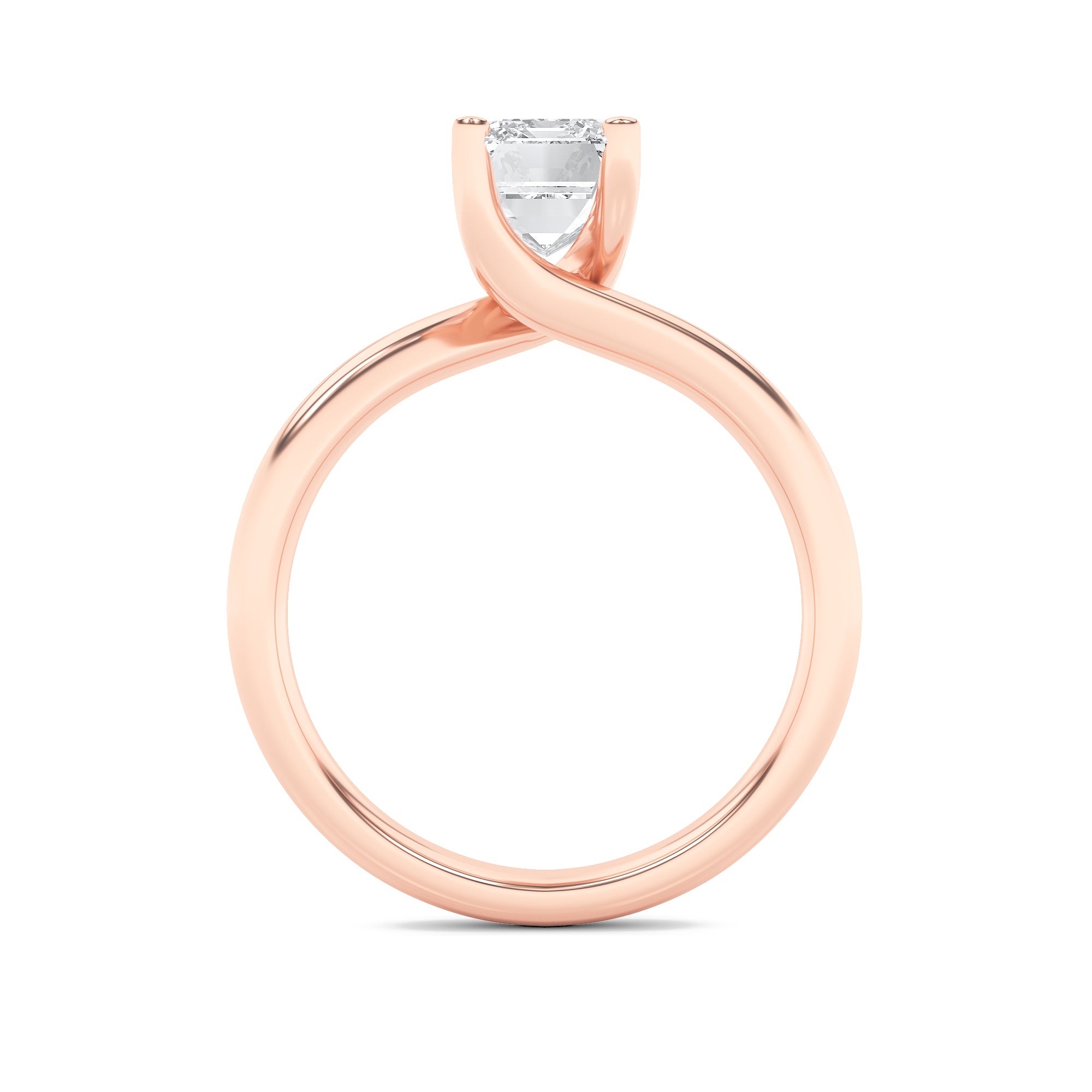 Signature Emerald Solitaire with 4 Prongs - Rose Gold Aura Diamonds