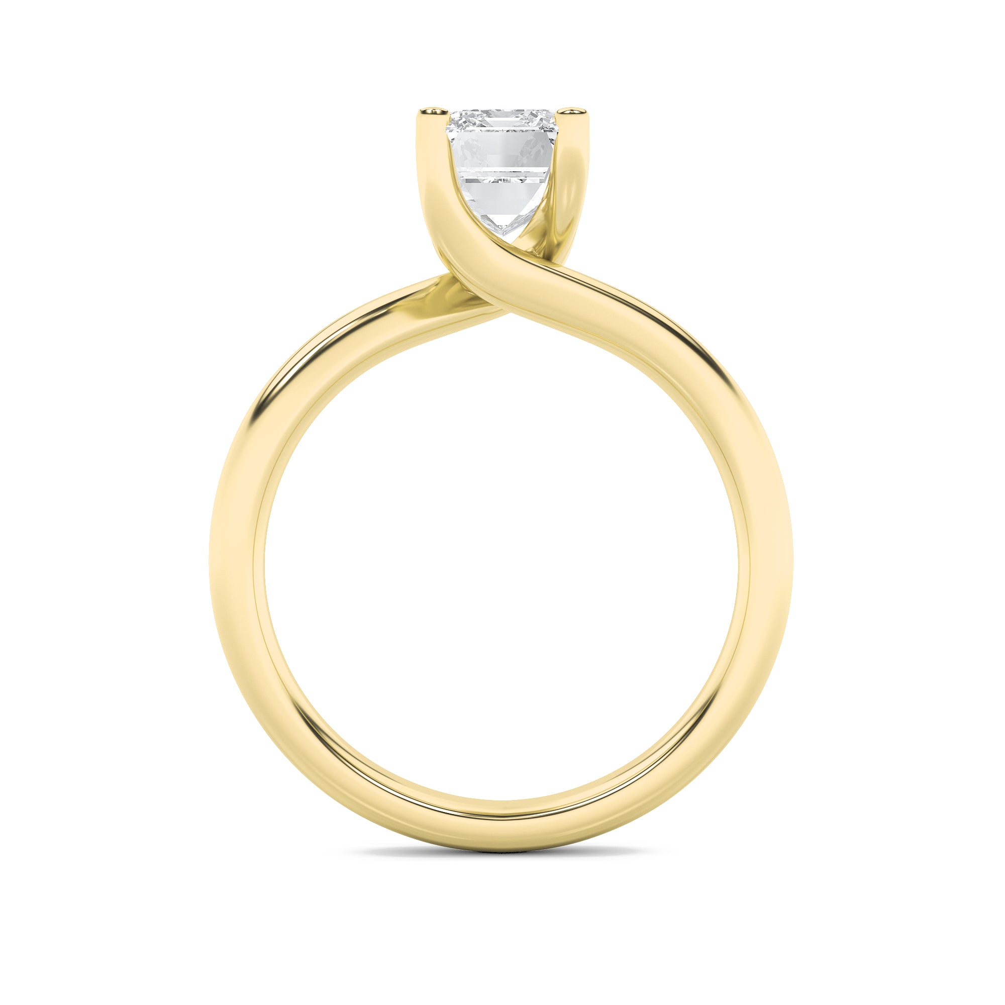 Signature Emerald Solitaire with 4 Prongs - Yellow Gold Aura Diamonds