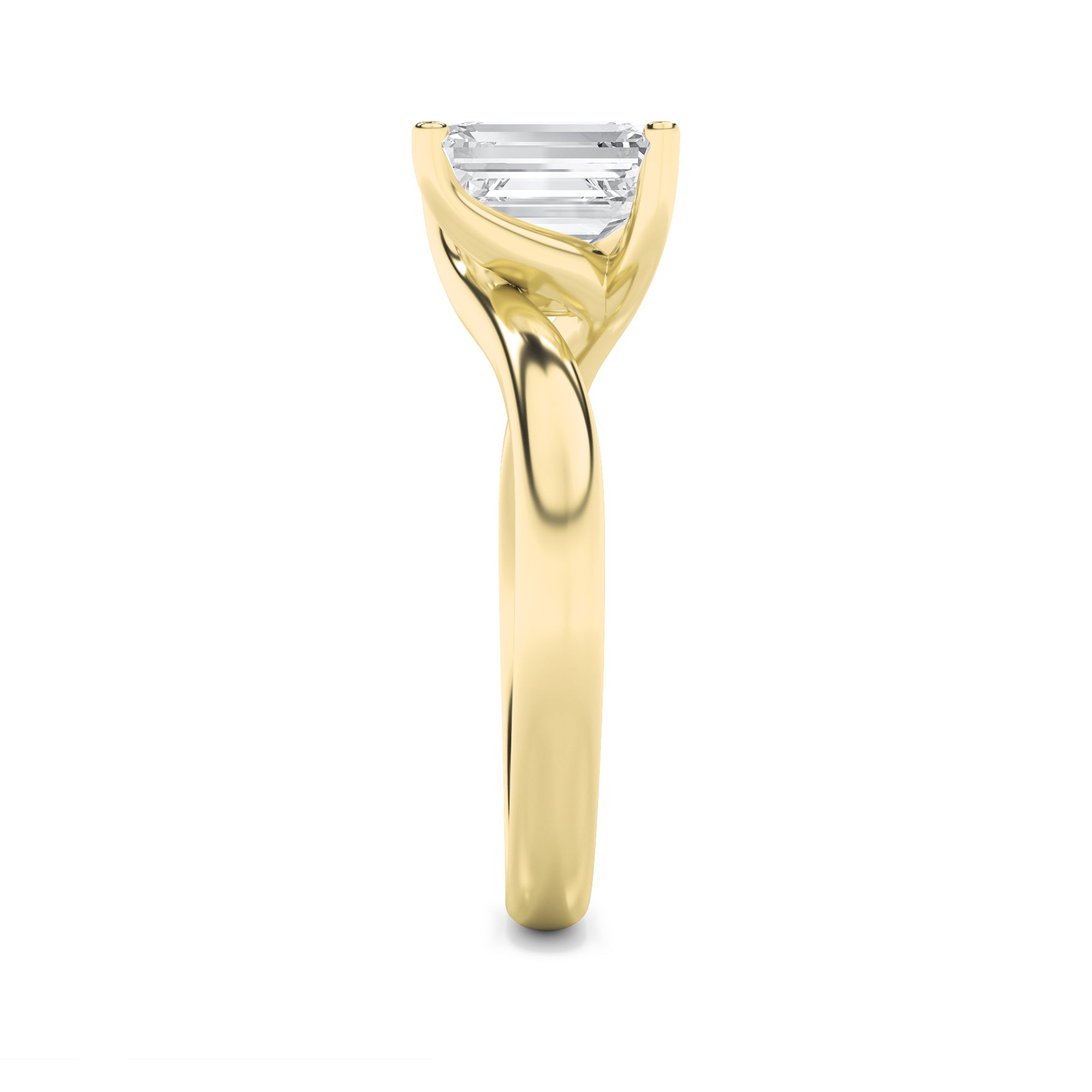 Signature Emerald Solitaire with 4 Prongs - Yellow Gold Aura Diamonds