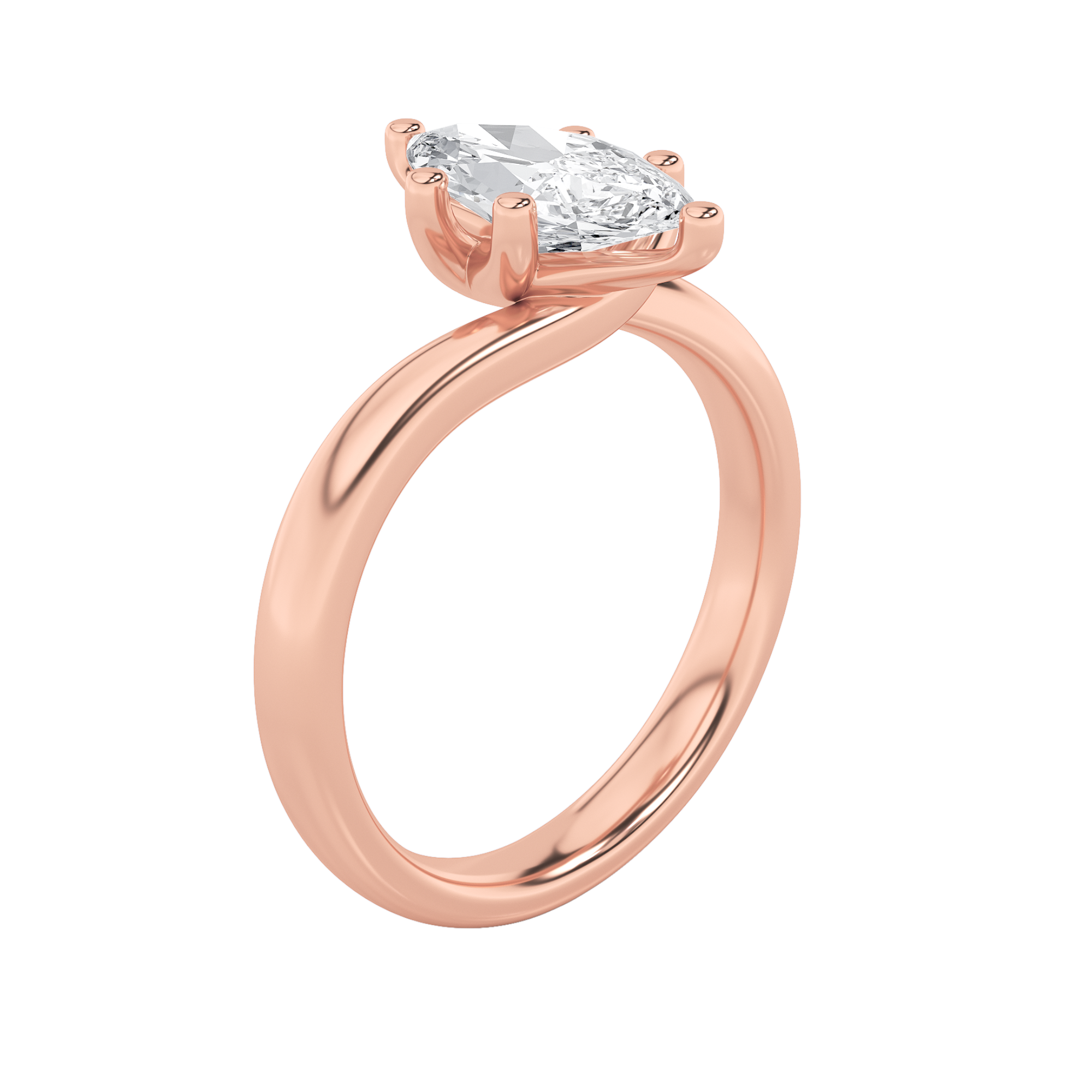 Signature Marquise Solitaire with Six Prongs - Rose Gold Aura Diamonds