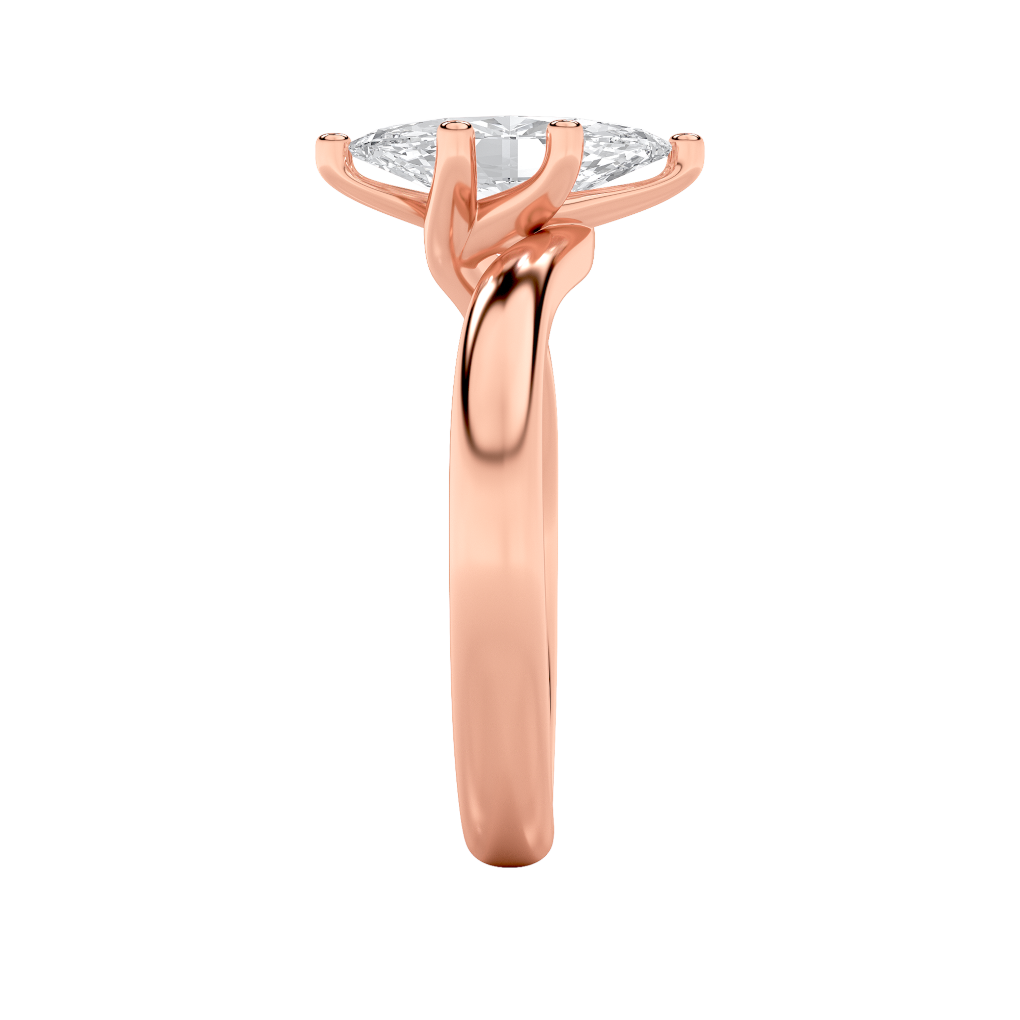 Signature Marquise Solitaire with Six Prongs - Rose Gold Aura Diamonds
