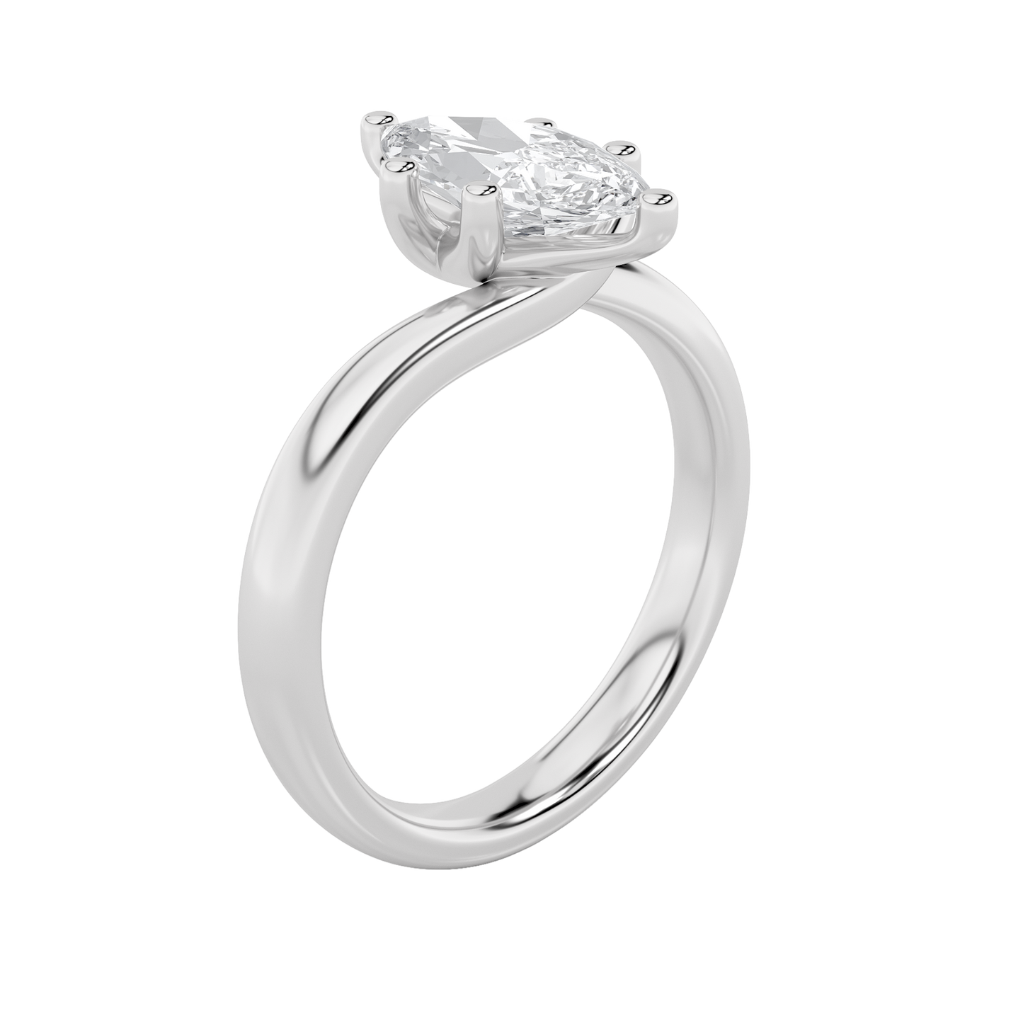 Signature Marquise Solitaire with Six Prongs - White Gold