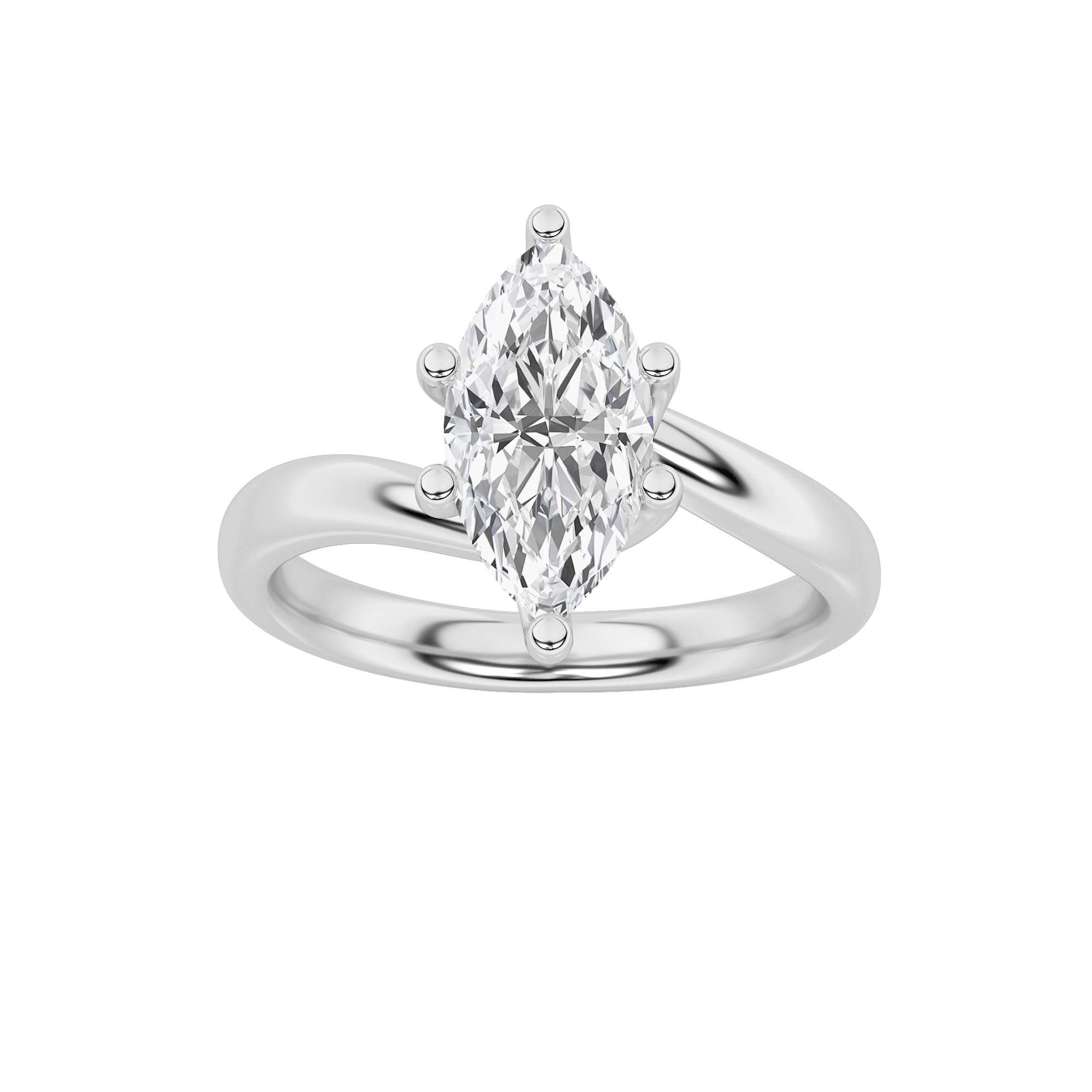 Signature Marquise Solitaire with Six Prongs - White Gold Aura Diamonds