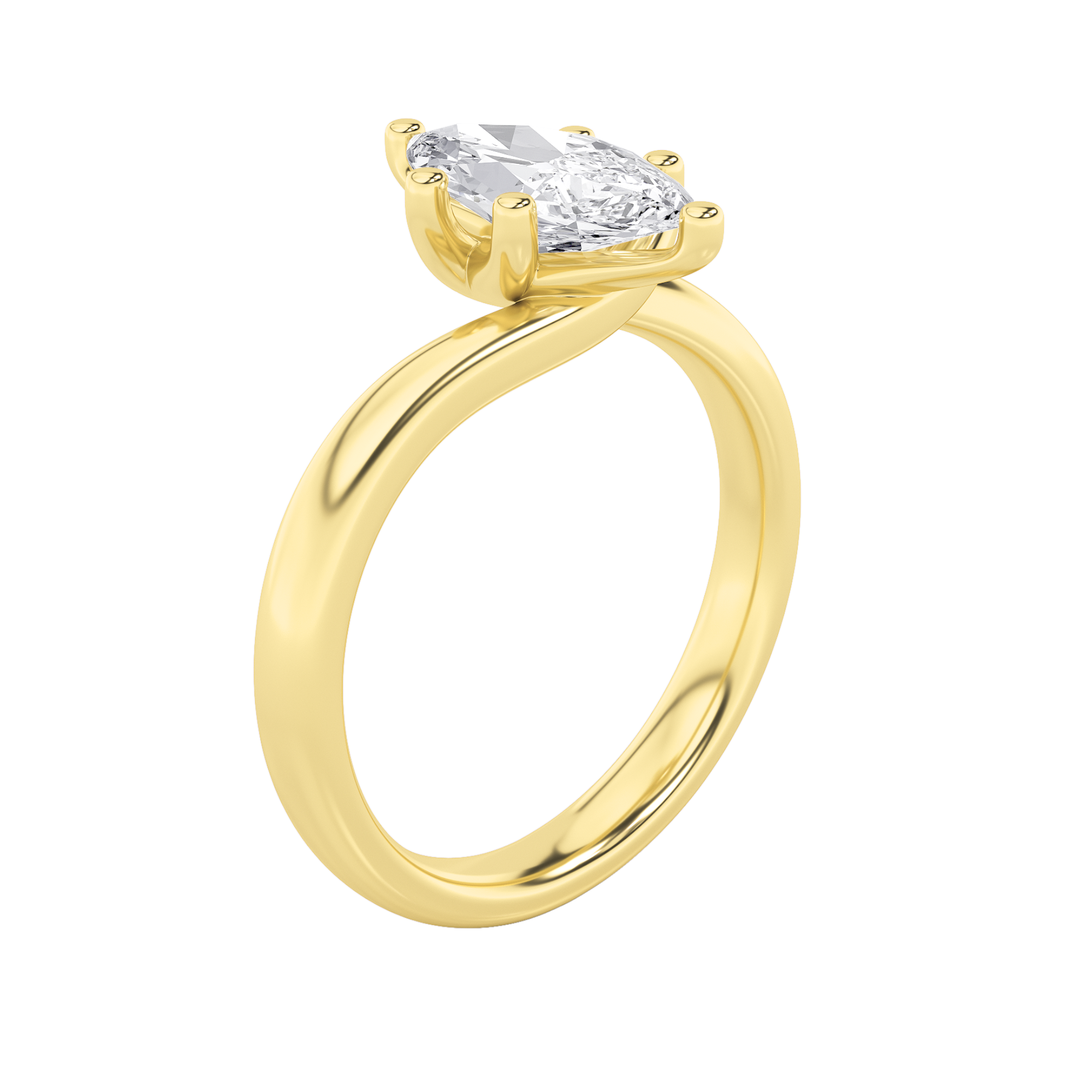 Signature Marquise Solitaire with Six Prongs - Yellow Gold Aura Diamonds
