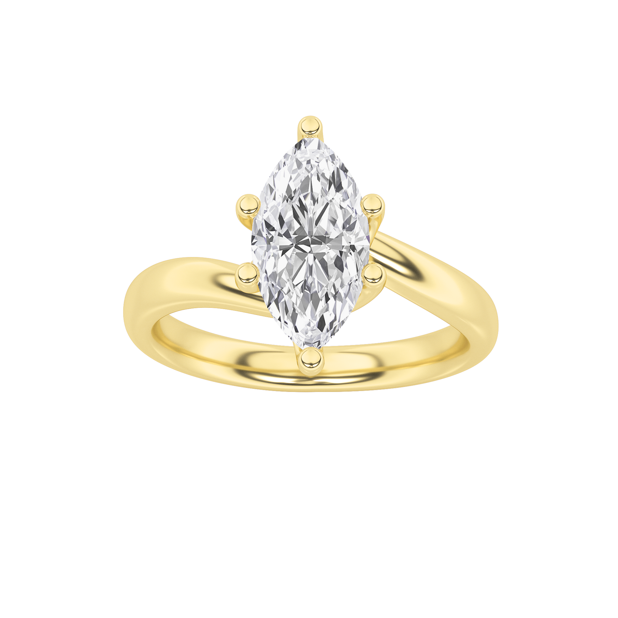 Signature Marquise Solitaire with Six Prongs - Yellow Gold Aura Diamonds