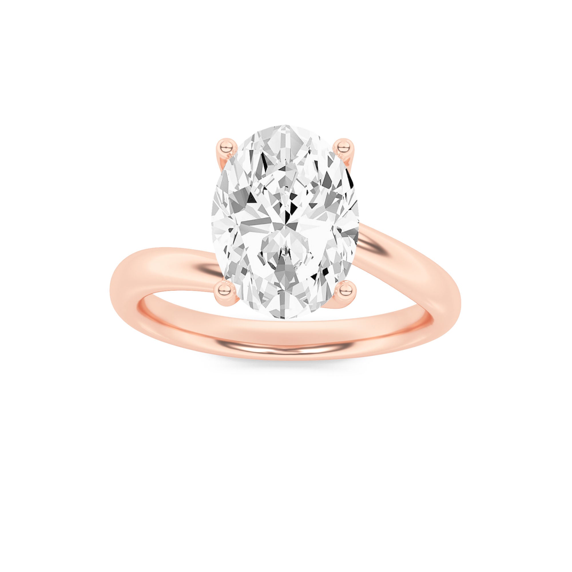 Signature Oval Solitaire with 4 Prongs - Rose Gold Aura Diamonds