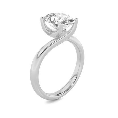 Signature Oval Solitaire with 4 Prongs - White Gold