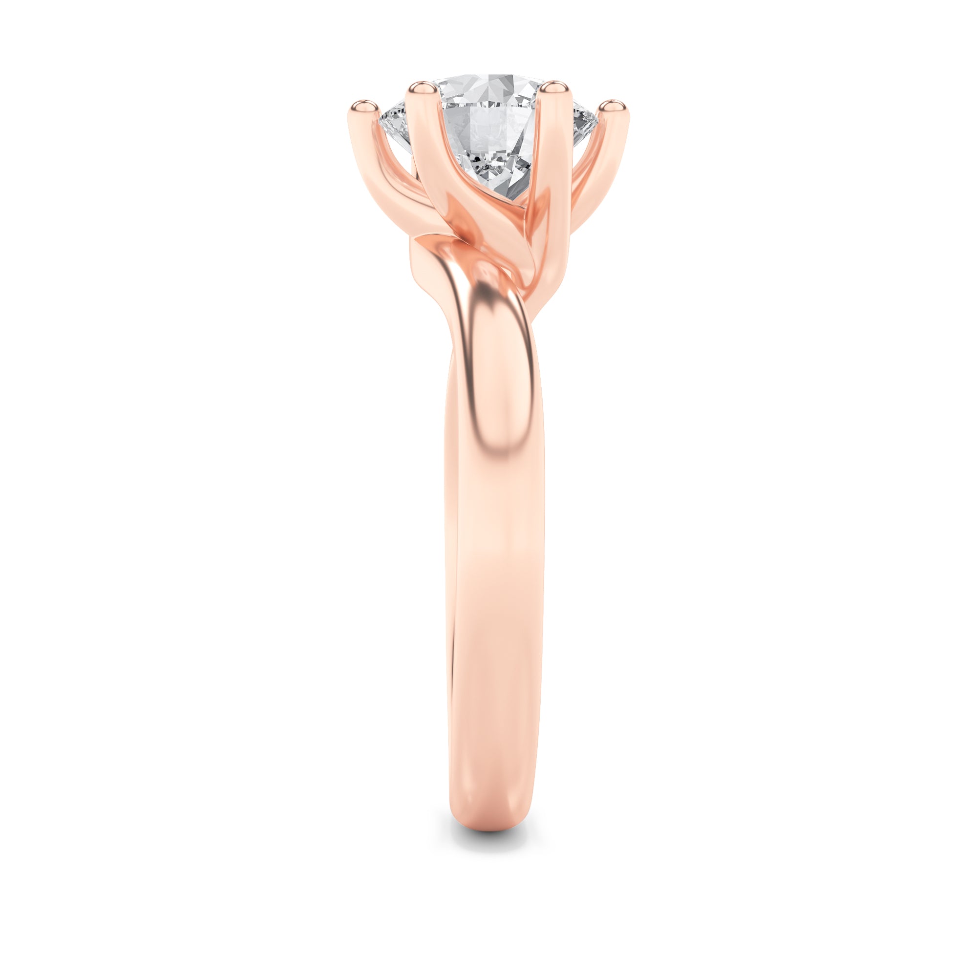 Grace Signature Solitaire - Round Brilliant Cut - Rose Gold Aura Diamonds