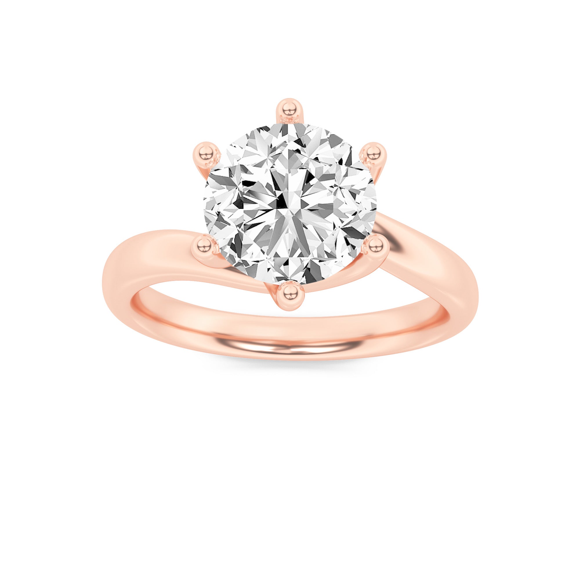Grace Signature Solitaire - Round Brilliant Cut - Rose Gold Aura Diamonds