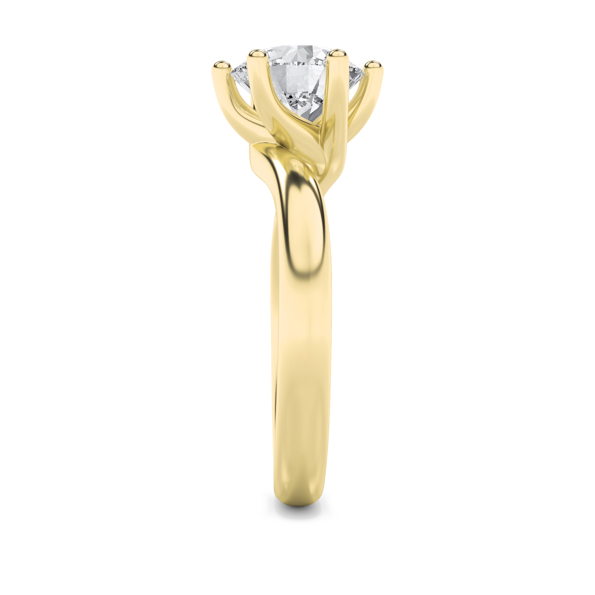 Grace Signature Solitaire - Round Brilliant Cut - Yellow Gold Aura Diamonds