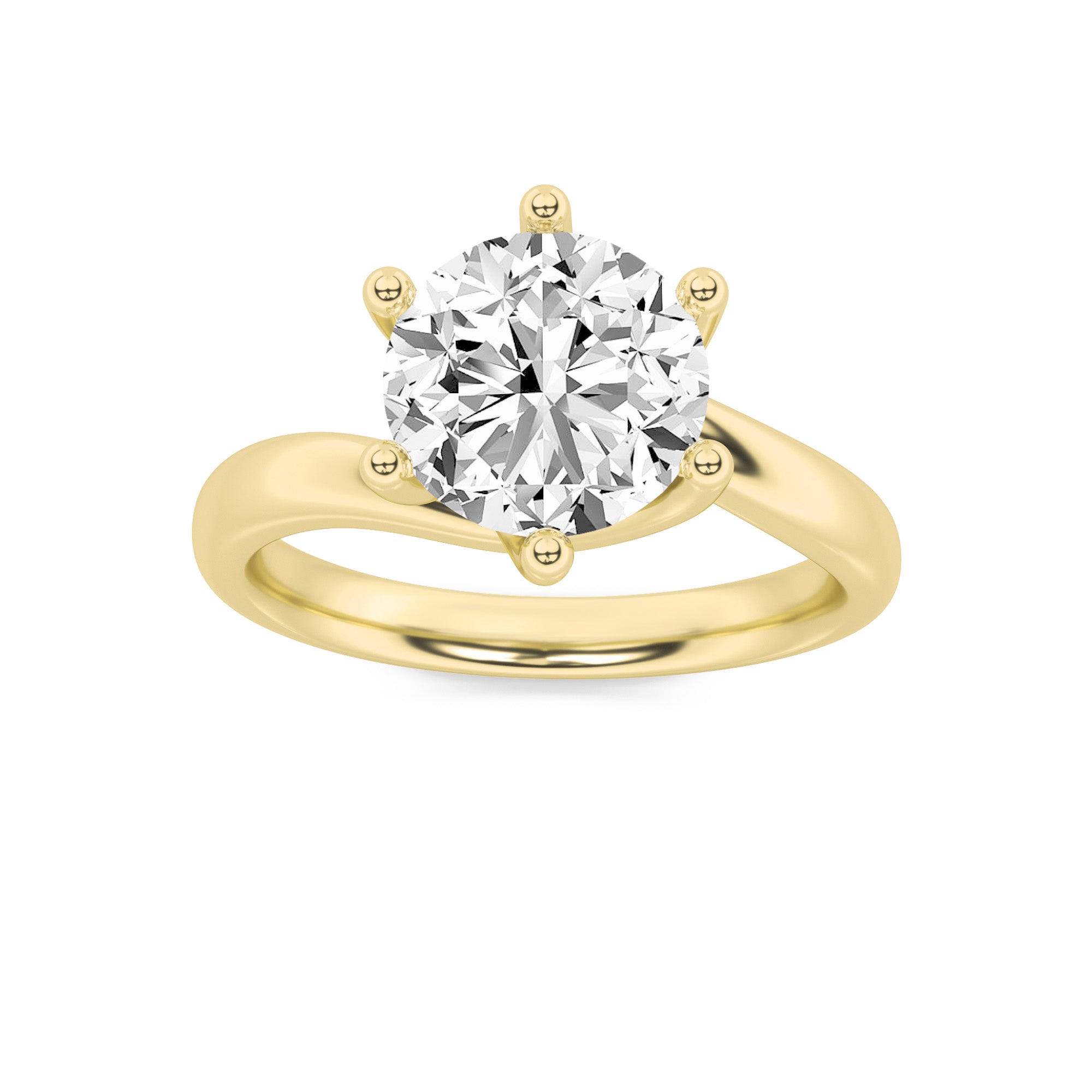 Grace Signature Solitaire - Round Brilliant Cut - Yellow Gold Aura Diamonds