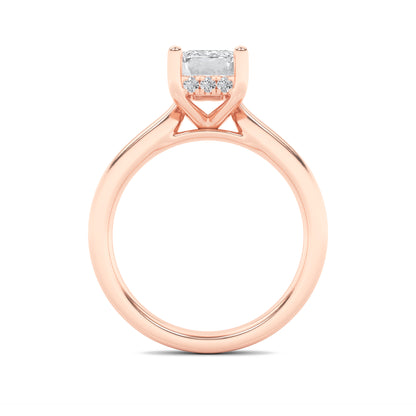 Julia Emerald Solitaire with Hidden Halo - Cathedral Setting - Rose Gold