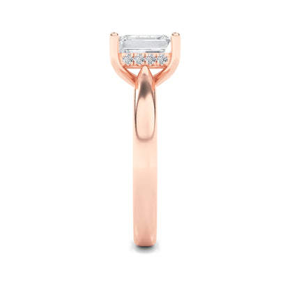 Julia Emerald Solitaire with Hidden Halo - Cathedral Setting - Rose Gold
