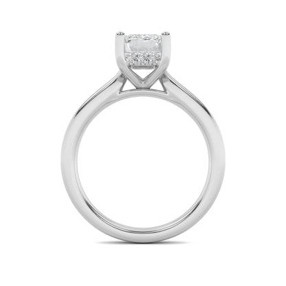 Julia Emerald Solitaire with Hidden Halo - Cathedral Setting - White Gold