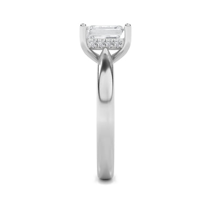 Julia Emerald Solitaire with Hidden Halo - Cathedral Setting - White Gold