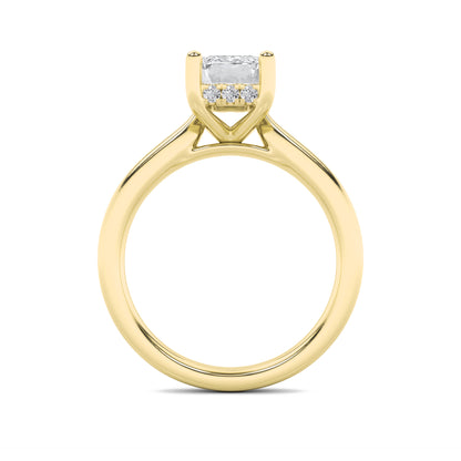 Julia Emerald Solitaire with Hidden Halo - Cathedral Setting - Yellow Gold
