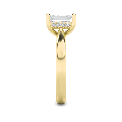 Julia Emerald Solitaire with Hidden Halo - Cathedral Setting - Yellow Gold