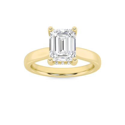 Julia Emerald Solitaire with Hidden Halo - Cathedral Setting - Yellow Gold