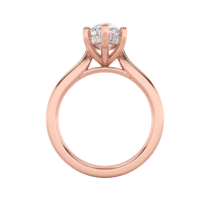 Leila Marquise Solitaire with Hidden Halo - Cathedral Setting - Rose Gold