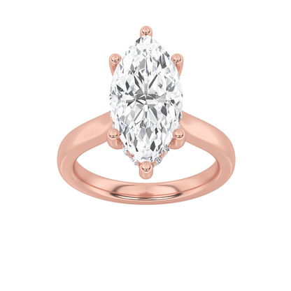 Leila Marquise Solitaire with Hidden Halo - Cathedral Setting - Rose Gold