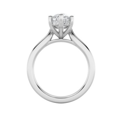 Leila Marquise Solitaire with Hidden Halo - Cathedral Setting - White Gold
