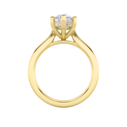 Leila Marquise Solitaire with Hidden Halo - Cathedral Setting - Yellow Gold