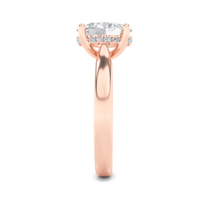 Emma Oval Solitaire with Hidden Halo - Cathedral Setting - Rose Gold
