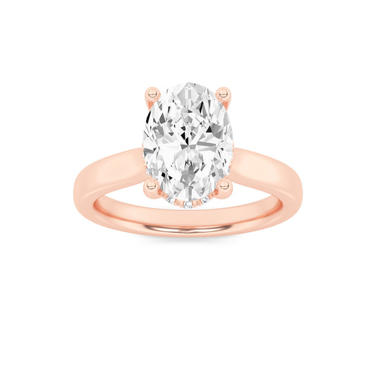 Emma Oval Solitaire with Hidden Halo - Cathedral Setting - Rose Gold